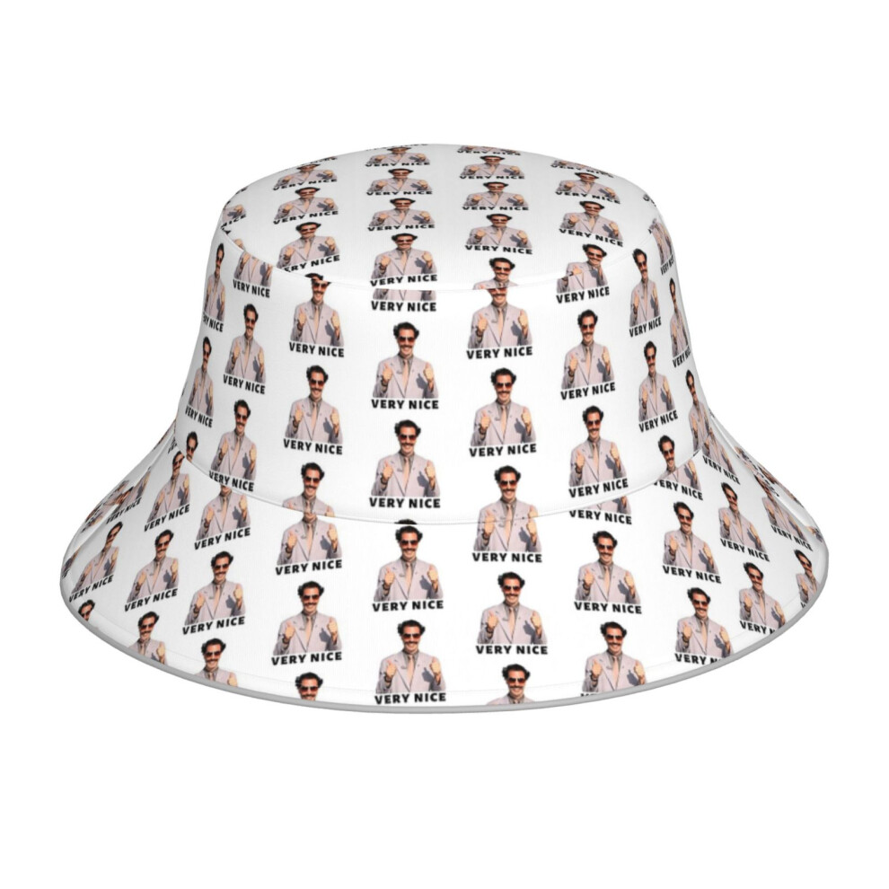 (Borat Very Nice_4815) Bucket Hat Reversible Reflective for Men Women - UV50+ Sun Protection Double-Sided Fishing Hat with 360 Safety Strips Summer Outdoor