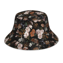 (Antique Botanical Night Flower Garden_3771) Bucket Hat Reversible Reflective for Men Women - UV50+ Sun Protection Double-Sided Fishing Hat with 360 Safety Strips Summer Outdoor