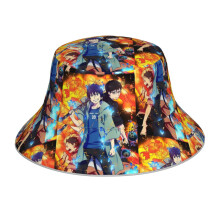 (Ao No Exorcist_3490) Bucket Hat Reversible Reflective for Men Women - UV50+ Sun Protection Double-Sided Fishing Hat with 360 Safety Strips Summer Outdoor