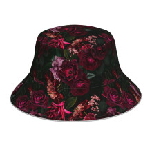 (Antique Midnight Botanical Flower Rose Garden_4153) Bucket Hat Reversible Reflective for Men Women - UV50+ Sun Protection Double-Sided Fishing Hat with 360 Safety Strips Summer Outdoor