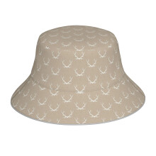 (Antlers - White On Tan Linen_7464) Bucket Hat Reversible Reflective for Men Women - UV50+ Sun Protection Double-Sided Fishing Hat with 360 Safety Strips Summer Outdoor