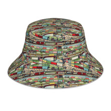 (Antique Train _22627) Bucket Hat Reversible Reflective for Men Women - UV50+ Sun Protection Double-Sided Fishing Hat with 360 Safety Strips Summer Outdoor