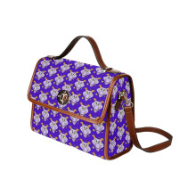 (Figment with Stars_4247) Canvas Crossbody Handbag with Lock Top All Over Print Retro Messenger Bag for Women, Girl Brown Trim & Adjustable Shoulder Strap Waterproof 10.8"L