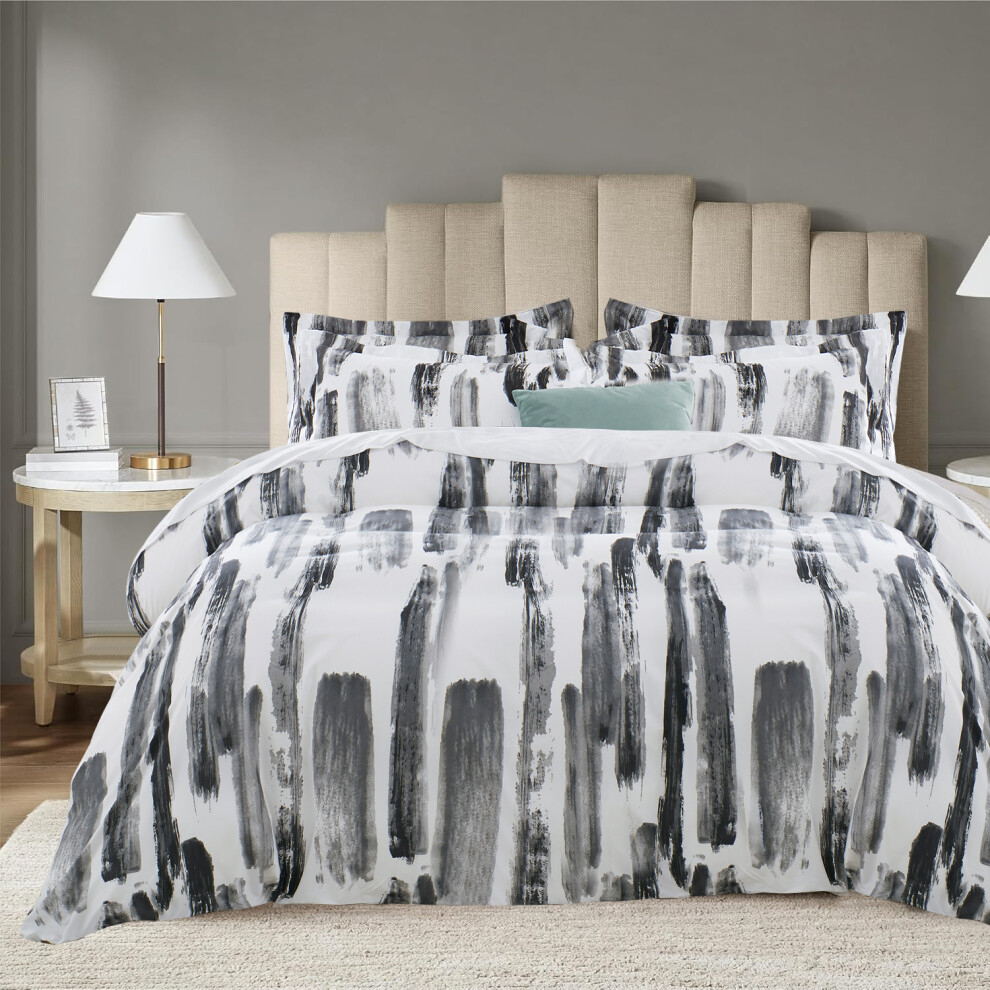 Imperial Rooms (Grey Stripe, Single) Reversible Printed Duvet Cover Single Double King