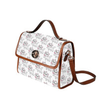 (Marie The Aristocats Cartoon_12582) Canvas Crossbody Handbag with Lock Top All Over Print Retro Messenger Bag for Women, Girl Brown Trim & Adjustable Shoulder Strap Waterproof 10.8"L