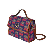 (Behind Every Great Physical Therapist Is An Exhausted Physical Therapy Assistant_4874) Canvas Crossbody Handbag with Lock Top All Over Print Retro Messenger Bag for Women, Girl Brown Trim & Adjustable Shoulder Strap Waterproof 10.8"L