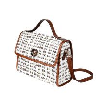 (BOOBS Shower Curtain_14215) Canvas Crossbody Handbag with Lock Top All Over Print Retro Messenger Bag for Women, Girl Brown Trim & Adjustable Shoulder Strap Waterproof 10.8"L