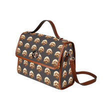 (Cavapoo Cockapoo Doodle Cuteness_6216) Canvas Crossbody Handbag with Lock Top All Over Print Retro Messenger Bag for Women, Girl Brown Trim & Adjustable Shoulder Strap Waterproof 10.8"L