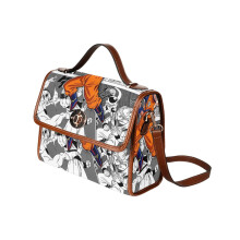 (Dragon Ball Z Goku_6105) Canvas Crossbody Handbag with Lock Top All Over Print Retro Messenger Bag for Women, Girl Brown Trim & Adjustable Shoulder Strap Waterproof 10.8"L