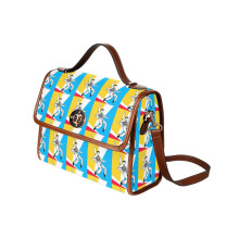 (Elvis Presley Pop Art_5186) Canvas Crossbody Handbag with Lock Top All Over Print Retro Messenger Bag for Women, Girl Brown Trim & Adjustable Shoulder Strap Waterproof 10.8"L