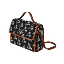 (Donnie Darko - Frank_9089) Canvas Crossbody Handbag with Lock Top All Over Print Retro Messenger Bag for Women, Girl Brown Trim & Adjustable Shoulder Strap Waterproof 10.8"L