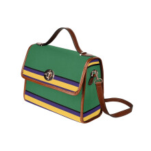 (Mighty Ducks jersey colours _9114) Canvas Crossbody Handbag with Lock Top All Over Print Retro Messenger Bag for Women, Girl Brown Trim & Adjustable Shoulder Strap Waterproof 10.8"L