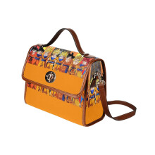 (Dragon ball Goku Super Saiyan_9154) Canvas Crossbody Handbag with Lock Top All Over Print Retro Messenger Bag for Women, Girl Brown Trim & Adjustable Shoulder Strap Waterproof 10.8"L