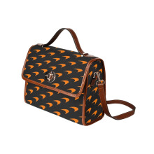 (Mclaren Mclaren Orange Logo_4436) Canvas Crossbody Handbag with Lock Top All Over Print Retro Messenger Bag for Women, Girl Brown Trim & Adjustable Shoulder Strap Waterproof 10.8"L