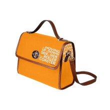 (Lando Norris - 'Like a rollercoaster' (orange) - McLaren F1_10103) Canvas Crossbody Handbag with Lock Top All Over Print Retro Messenger Bag for Women, Girl Brown Trim & Adjustable Shoulder Strap Waterproof 10.8"L