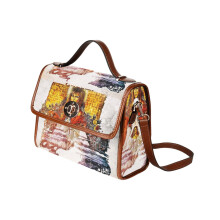 (Labyrinth Movie_10209) Canvas Crossbody Handbag with Lock Top All Over Print Retro Messenger Bag for Women, Girl Brown Trim & Adjustable Shoulder Strap Waterproof 10.8"L