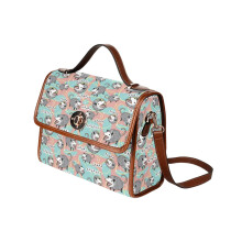 (Opossum Screm_22269) Canvas Crossbody Handbag with Lock Top All Over Print Retro Messenger Bag for Women, Girl Brown Trim & Adjustable Shoulder Strap Waterproof 10.8"L