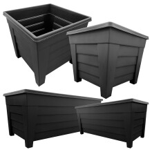 4 x Black Grosvenor Square & 4 x Long Grosvenor Troughs Planter Sets