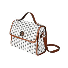 (Starship Robot Purdue_8550) Canvas Crossbody Handbag with Lock Top All Over Print Retro Messenger Bag for Women, Girl Brown Trim & Adjustable Shoulder Strap Waterproof 10.8"L