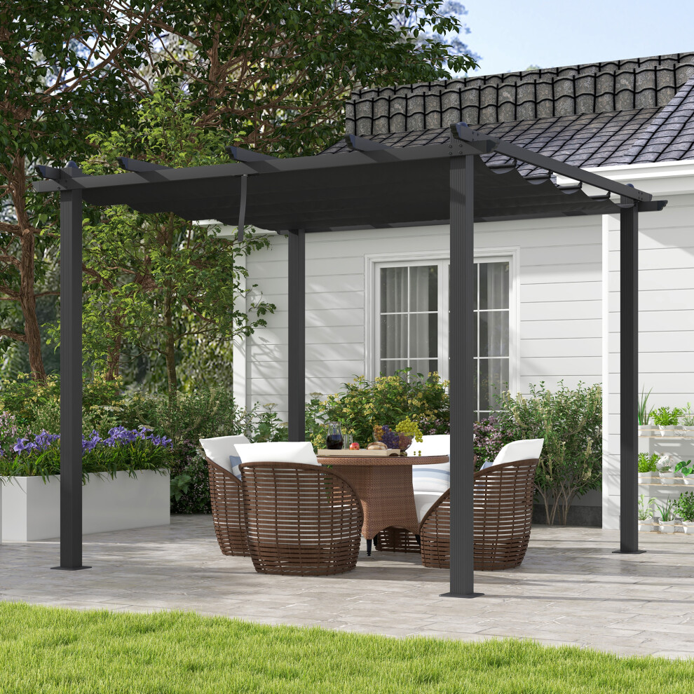 Outsunny 3X3m Aluminium Pergola With Retractable Roof - Rust-Resistant Garden Gazebo Canopy (84C-478V00cg)