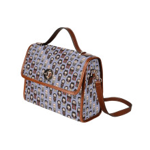 (Team What We Do In The Shadows_22253) Canvas Crossbody Handbag with Lock Top All Over Print Retro Messenger Bag for Women, Girl Brown Trim & Adjustable Shoulder Strap Waterproof 10.8"L