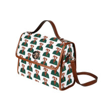 (Tiger Woods Green Jacket_23157) Canvas Crossbody Handbag with Lock Top All Over Print Retro Messenger Bag for Women, Girl Brown Trim & Adjustable Shoulder Strap Waterproof 10.8"L