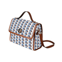 (Thomas the Tank Engine (Original)_8282) Canvas Crossbody Handbag with Lock Top All Over Print Retro Messenger Bag for Women, Girl Brown Trim & Adjustable Shoulder Strap Waterproof 10.8"L