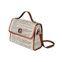 (US Constitution - United States Bill of Rights_9524) Canvas Crossbody Handbag with Lock Top All Over Print Retro Messenger Bag for Women, Girl Brown Trim & Adjustable Shoulder Strap Waterproof 10.8"L