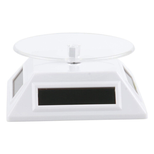 White Solar/Battery Powered Rotating Stand Product Display