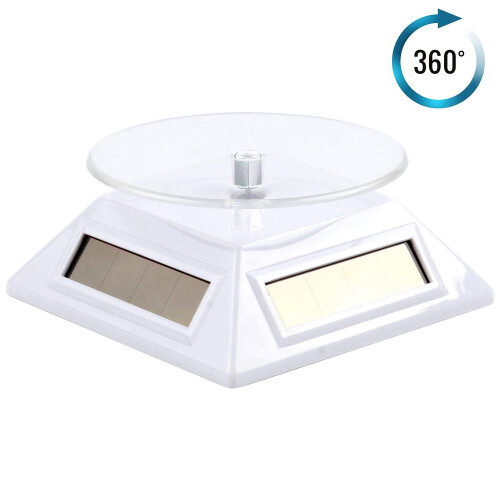 White Solar/Battery Powered Rotating Stand Product Display 1