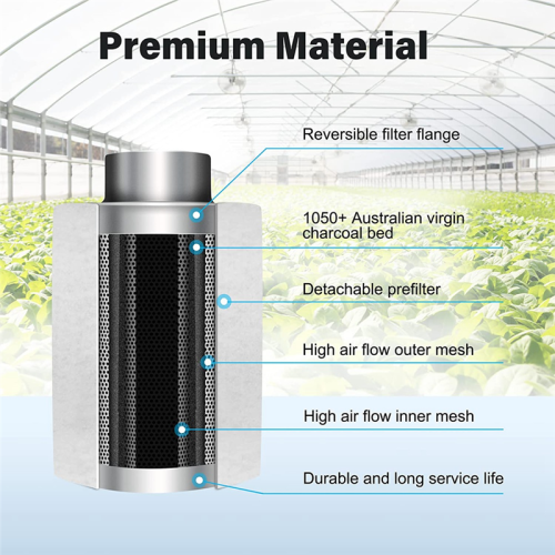 Filtro de carbono de ar de 4 polegadas, controle de odores, reversível, para salas de tendas de cultivo 2