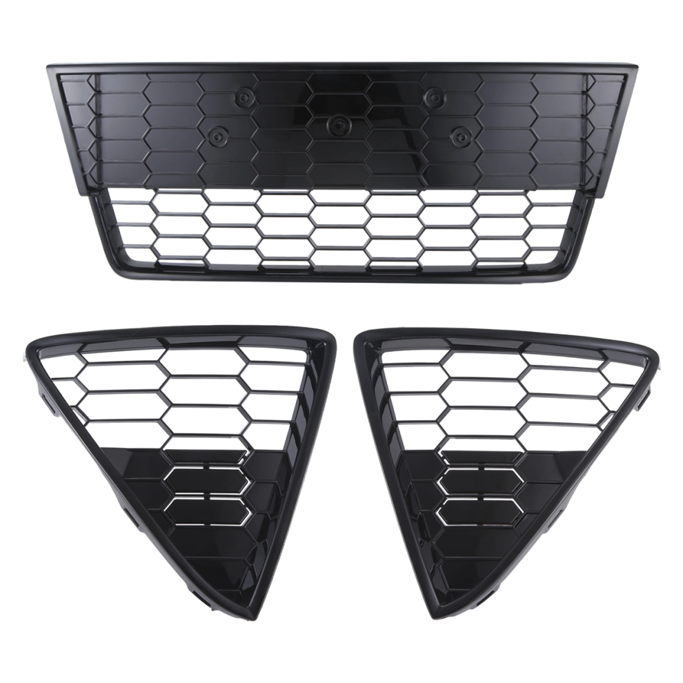3Pc Honeycombed Front Bumper Lower Grille Grills For Focus 12-14 4851707232661