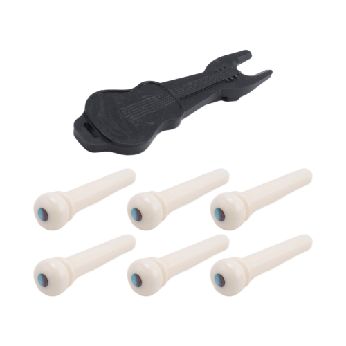 Gitarrställsstift i boskapsbensmaterial med pärlskalsprickor 1