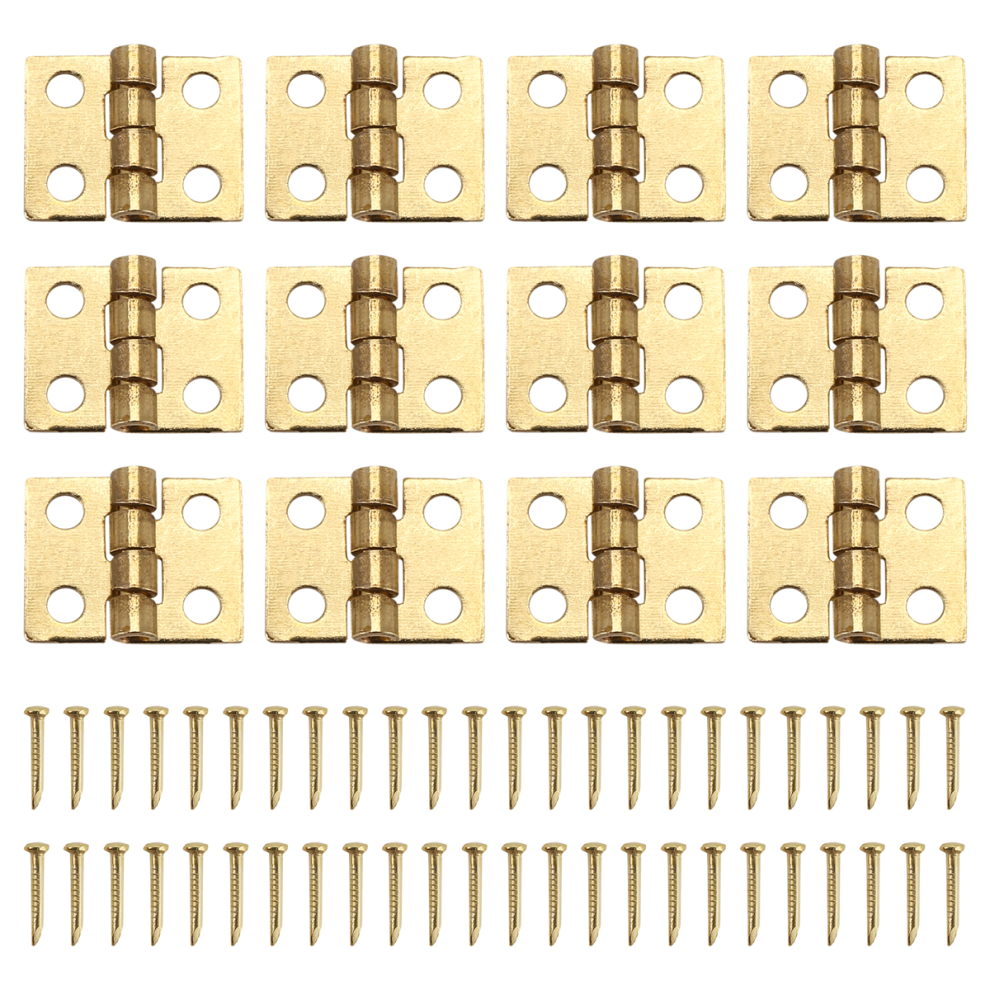 12Pcs 1/12 Miniature Furniture Cabinet Closet Mini Hinges - Golden 4851707241717