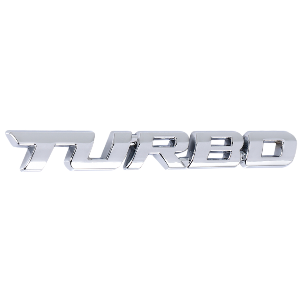 Autocollant 3D universel en métal pour voiture et moto TURBO, argenté