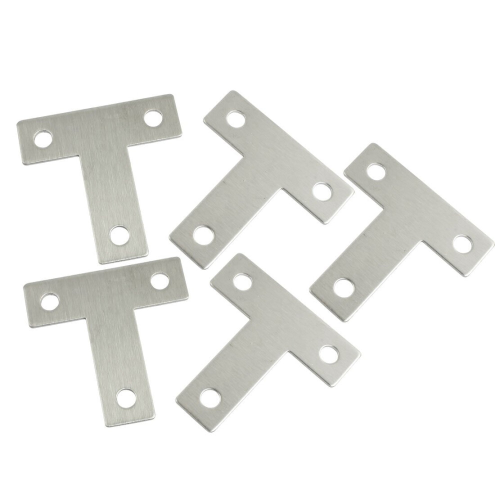 Lot de 5 équerres de réparation plates en forme de T, 40 mm x 40 mm