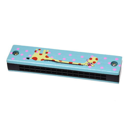 Ξύλινο σχέδιο καμηλοπάρδαλης Dual Series 32 Hole Harmonica Child Blue