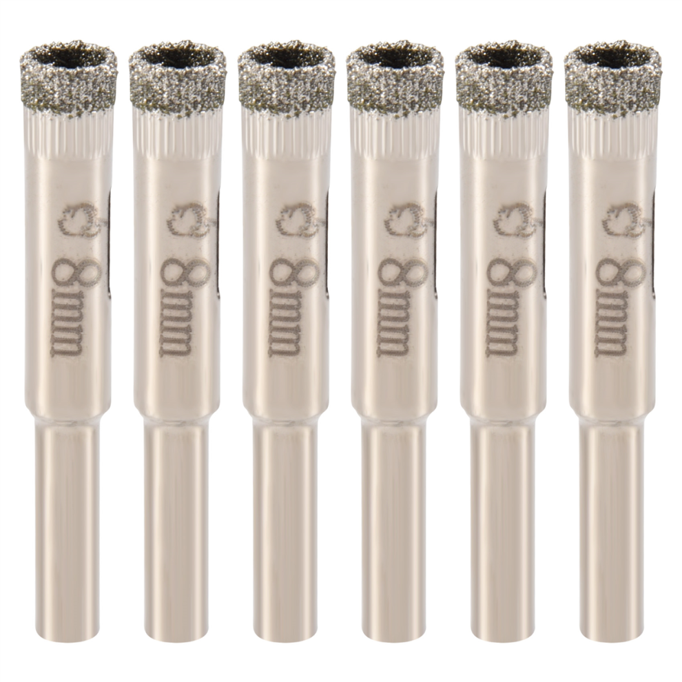 Lot de 6 forets diamantés de 8 mm pour scie cloche à verre et carrelage en céramique