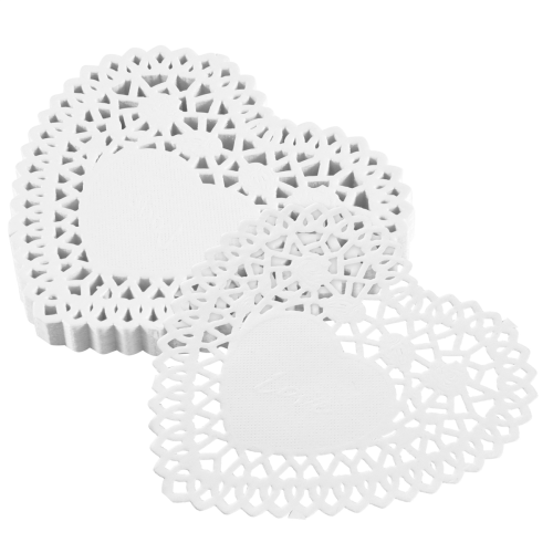 100 x 4'' Λευκό Love Heart Paper Lace Doilies πετσετάκι Για χαρτοσκευή