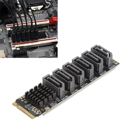 Κάρτα προσαρμογέα M.2 σε SATA3.0, κάρτα επέκτασης ASM1166 M.2 PCIE σε SATA 2