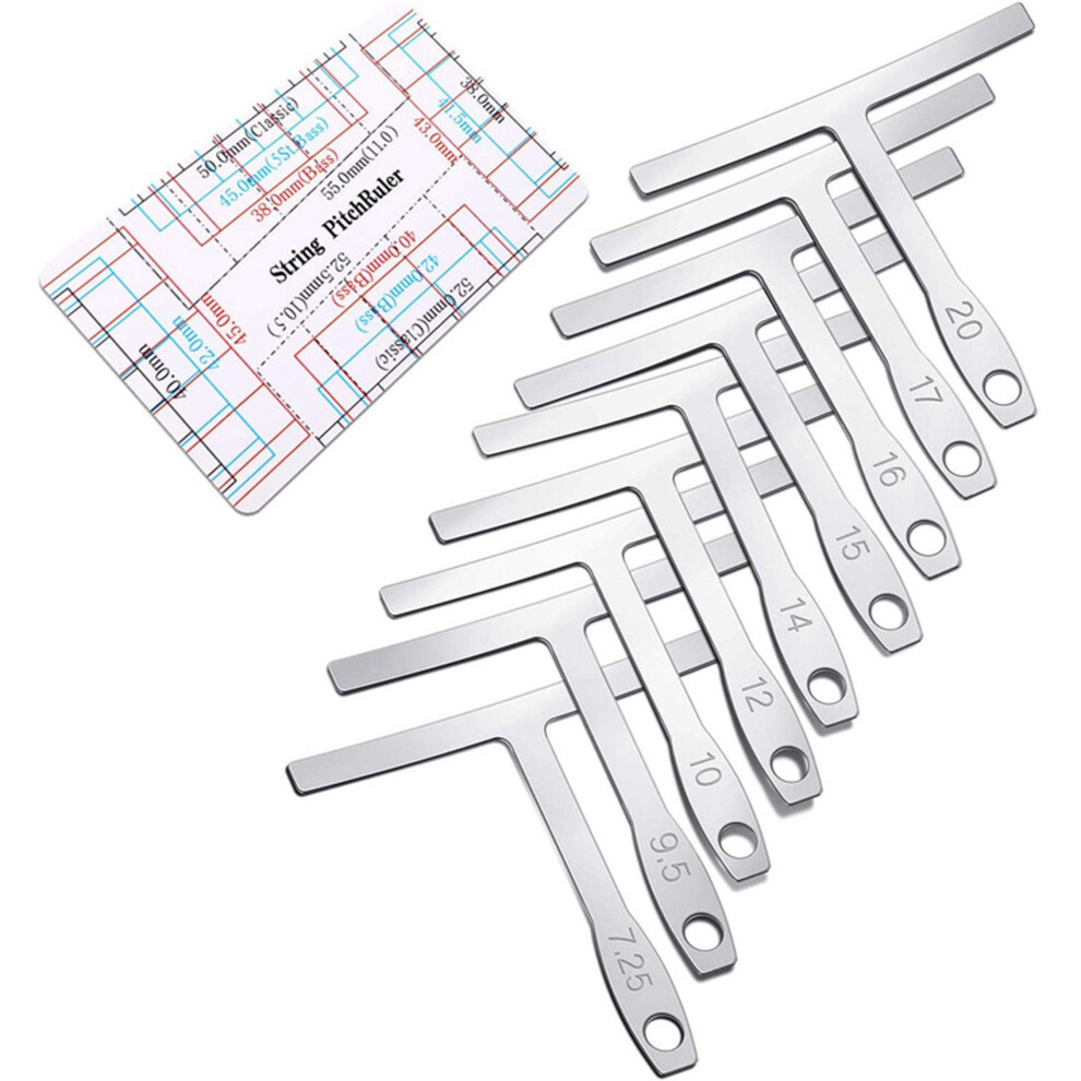 Ensemble de 10 pièces : 9 règles d'arc et 1 règle de hauteur de corde pour guitare et basse