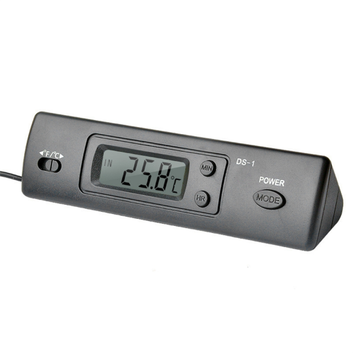 -1 Termômetro de carro Display LCD C/F Relógio Sensor de temperatura 1