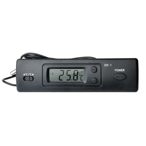 -1 Termômetro de carro Display LCD C/F Relógio Sensor de temperatura 2