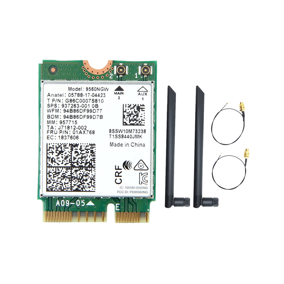 9560Ngw Wifi Card+2Xantenna 1730Mbps Wireless Ac 9560 2.4G+5G Bt 5.0 4763603077348
