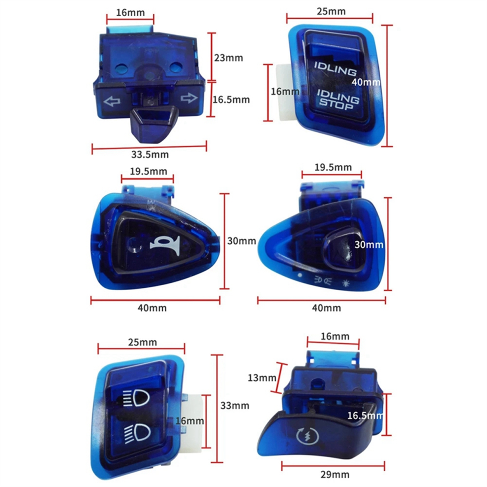 6Pcs For Gy6 50Cc 125Cc Moped Scooter Single Switch Button Red 4763603079571