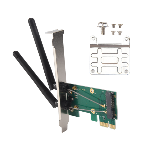 Wireless Card WiFi Mini PCI-E Express to PCI-E Adapter with 2 Antenna