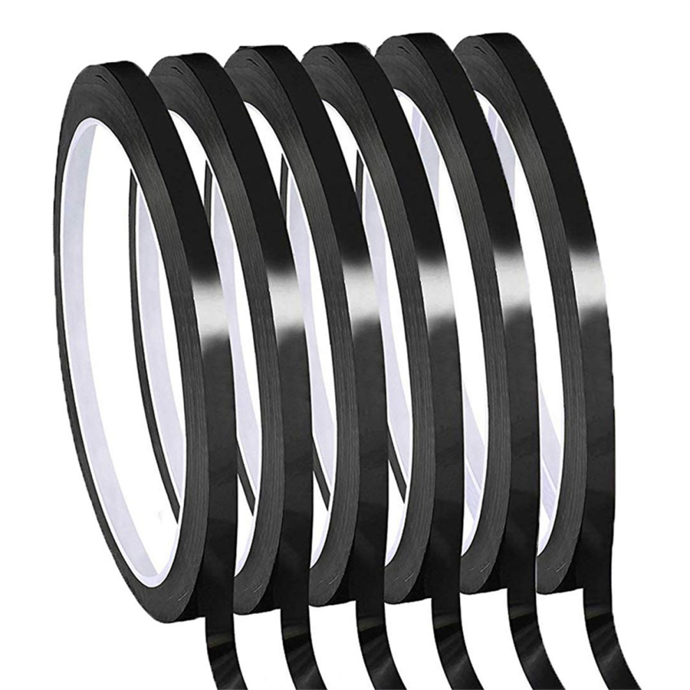 Lot de 6 rouleaux de ruban adhésif effaçable à sec pour tableau blanc fin de 3 mm (noir)