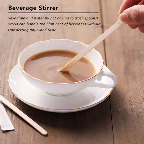 100Pcs 5.5 polegadas Coffee Stirrers Sticks - Madeira Natural Ecológica 2