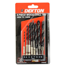 Dekton 8pc 1/4'' Hex Shank Wood Drill Chisel Set 3mm-10mm Carbon Steel 3-4-5-6-8