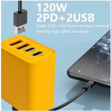120W Fast Charging 4 Ports Mobile Phone Charger UK Plug